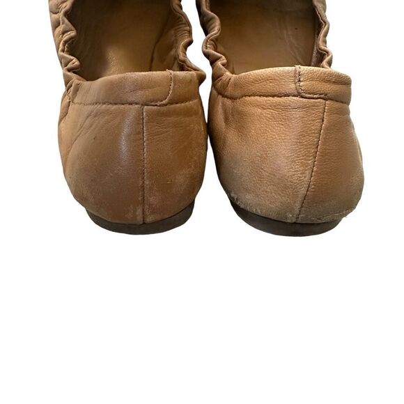 Tory Burch Ambrose flex sole ballet Flats camel tan Leather Scrunch flexible 6.5 - Picture 8 of 10